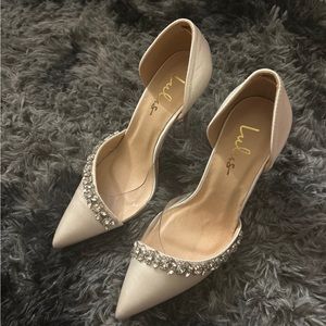 Lulu's Cream Heels with Silver Accents